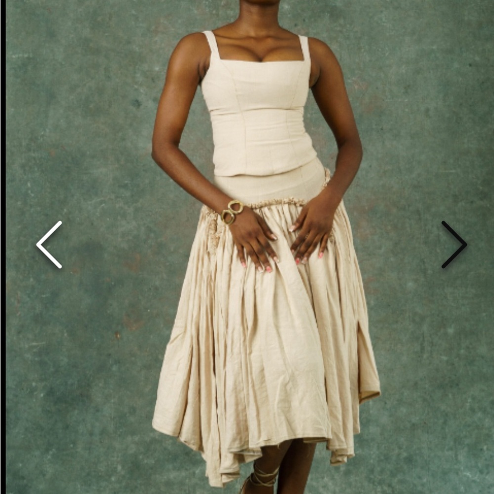 Nigerian Brand Two-Piece Set – Gathered Midi Skirt + Fitted Top (New)